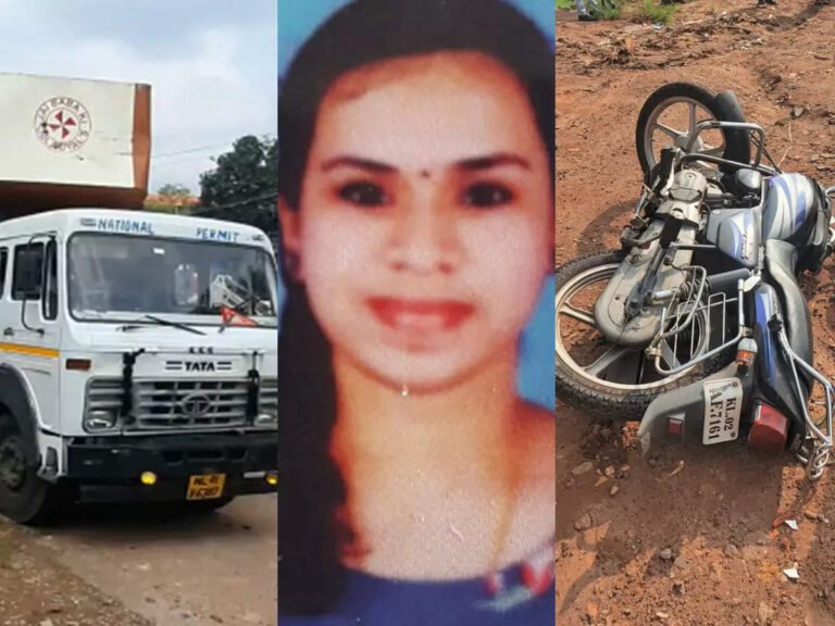 ബൈക്കിന് പിന്നിൽ ലോറിയിടിച്ച് അച്ഛനും മകൾക്കും ദാരുണാന്ത്യം