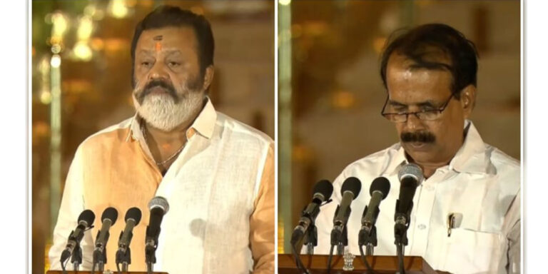 പ്രധാനമന്ത്രിയുടെ ടീമിൽ കേന്ദ്രമന്ത്രിയായി സത്യപ്രതിജ്ഞ ചെയ്ത് സുരേഷ് ഗോപിയും ജോർജ് കുര്യനും