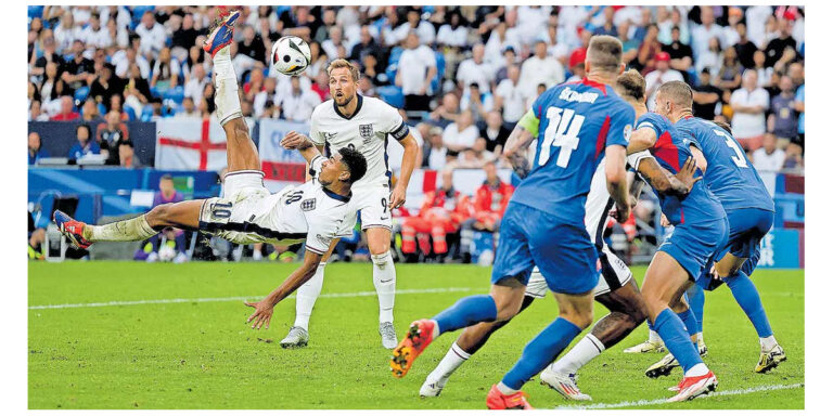 ഇഞ്ചുറി ഒഴിവാക്കി ബെല്ലിങ്ങ്ഹാം , എക്സ്ട്രാടൈമിൽ സ്ലൊവേനിയയെ തോൽപ്പിച്ച് ഇംഗ്ലണ്ട് ക്വാർട്ടറിൽ