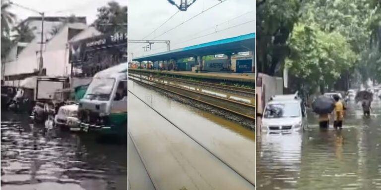 മുംബൈയിൽ കനത്ത മഴ,  ട്രെയിനുകൾ റദ്ദാക്കി; വിമാനങ്ങൾ വഴിതിരിച്ചു വിട്ടു