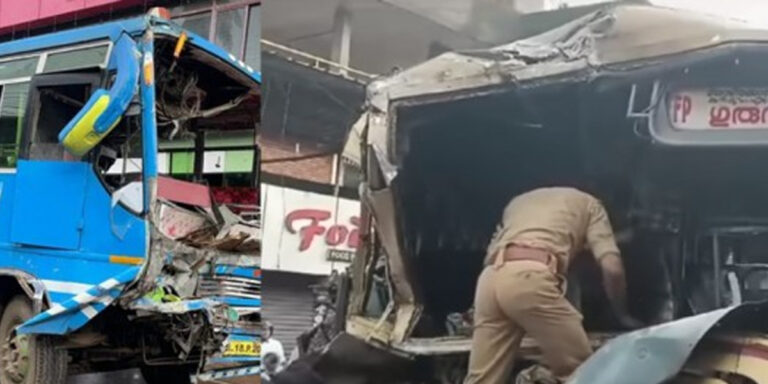 നാദാപുരത്ത്സ്വകാര്യബസും കെഎസ്ആർടിസിയും കൂട്ടിയിടിച്ചു; നിരവധി പേർക്ക് പരിക്ക്