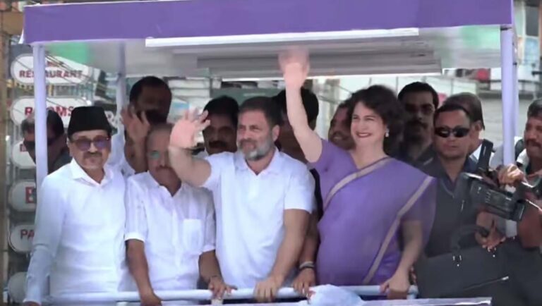 വയനാടിനെ ഇളക്കിമറിച്ച് പ്രിയങ്ക; രാഹുലിനൊപ്പം റോഡ് ഷോ
