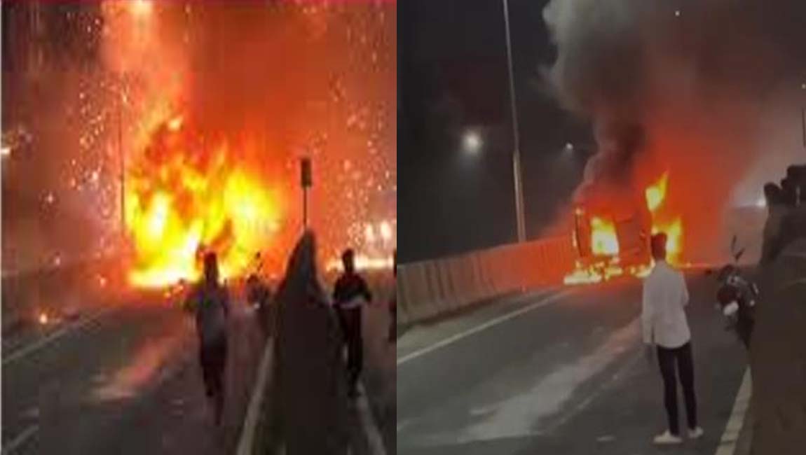 മ​ഹാ​രാ​ഷ്ട്ര​യി​ൽ ആം​ബു​ല​ൻ​സി​ന് തീ​പി​ടി​ച്ച് ഓ​ക്സി​ജ​ൻ സി​ലി​ണ്ട​ർ പൊ​ട്ടി​ത്തെ​റി​ച്ച് അ​പ​ക​ടം