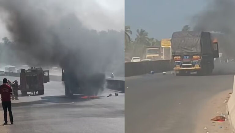 കണ്ണൂരില്‍ ഓടിക്കൊണ്ടിരിക്കുന്ന ലോറിക്ക് തീ പിടിച്ചു