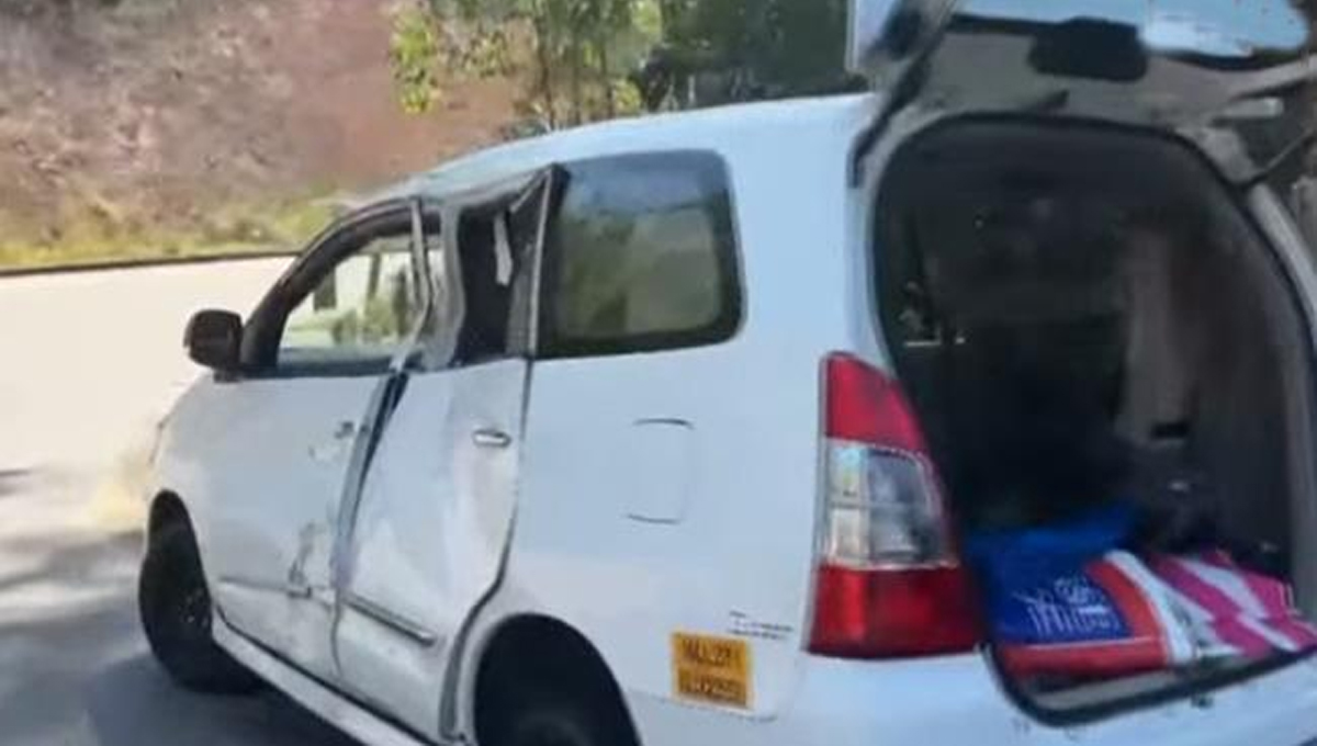 മൂന്നാറിൽ കാട്ടാന ആക്രമണം : ഓടിക്കൊണ്ടിരുന്ന കാർ കുത്തി മറിച്ചു; പശുവിനെ ചിവിട്ടി കൊന്നു