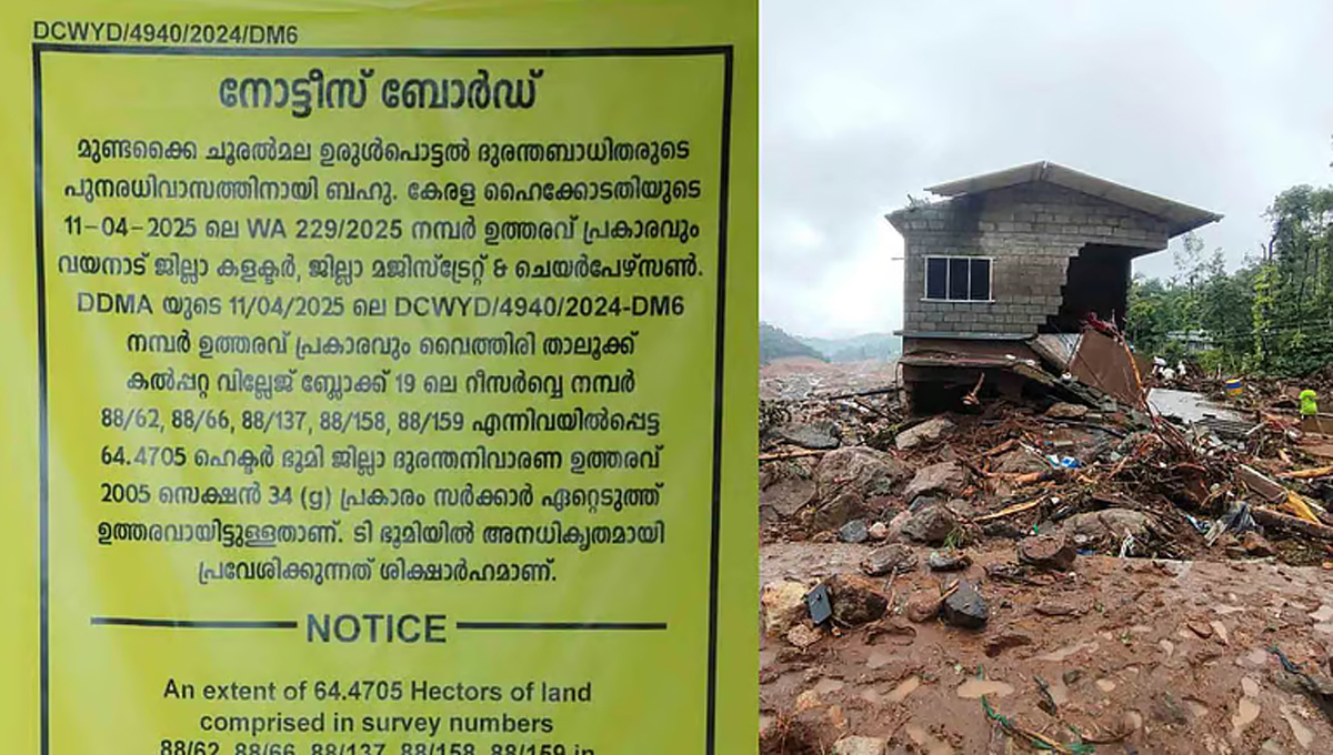 വയനാട് പുനരധിവാസം : എല്‍സ്റ്റണ്‍ എസ്‌റ്റേറ്റ് ഭൂമി ഔദ്യോഗികമായി സര്‍ക്കാര്‍ ഏറ്റെടുത്തു