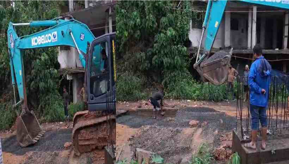 വടകരയിൽ ദേശീയ പാതയുടെ സർവീസ് റോഡിൽ ഗർത്തം