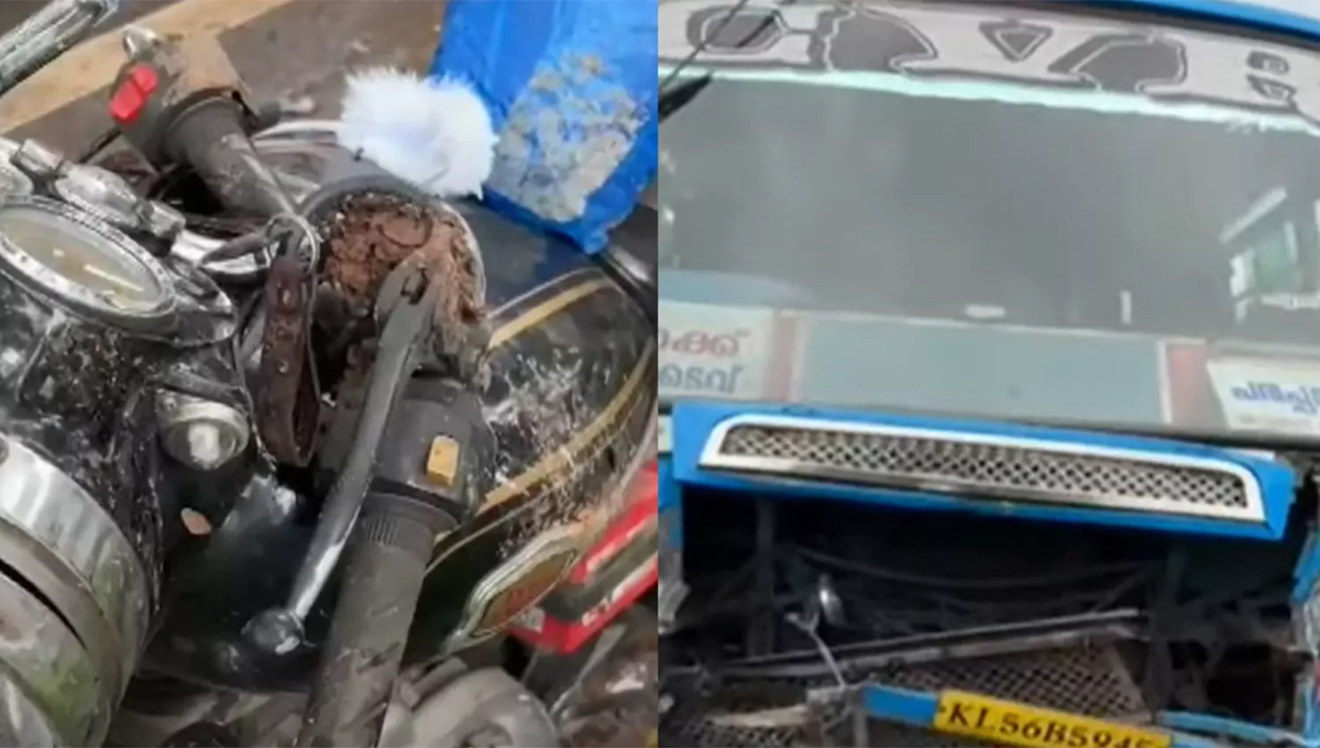 കോഴിക്കോട് ബൈക്കിൽ ബസിടിച്ച് നാലുപേർക്ക് പരിക്ക്; രണ്ടുകുട്ടികളുടെ നില ഗുരുതരം