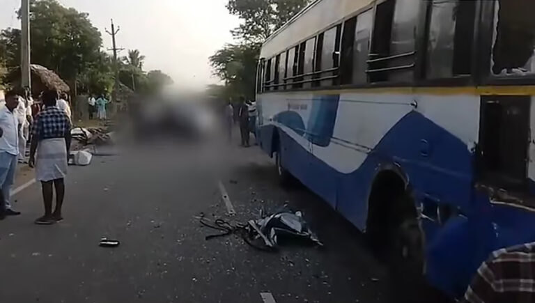 തമിഴ്‌നാട്ടില്‍ വേളാങ്കണിയിലേക്ക് പോയ തീര്‍ഥാടക വാഹനം ബസുമായി കൂട്ടിയിടിച്ച് നാലുമലയാളികള്‍ മരിച്ചു