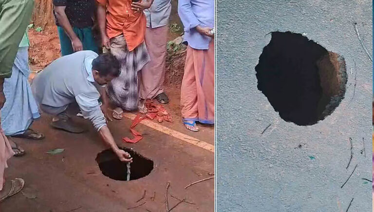 ചുഴലി – ചെങ്ങളായി പാതയില്‍ വന്‍ ഗര്‍ത്തം ഗതാഗതം നിരോധിച്ചു