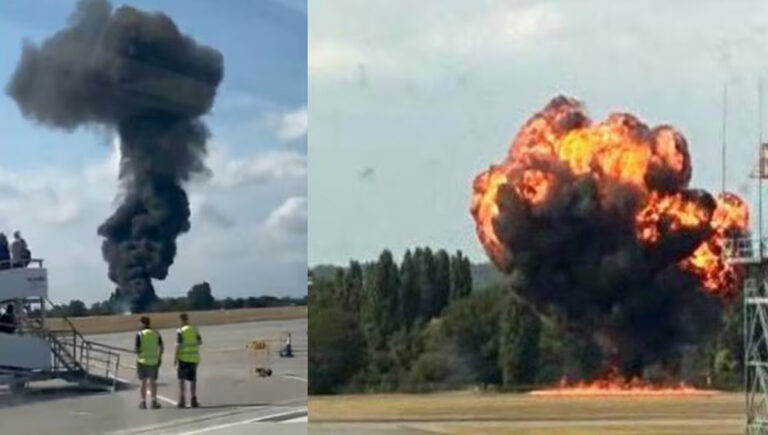 ബ്രിട്ടനിൽ ചെറുവിമാനം പറന്നുയർന്ന ഉടൻ തീപിടിച്ച് തകർന്നു വീണു