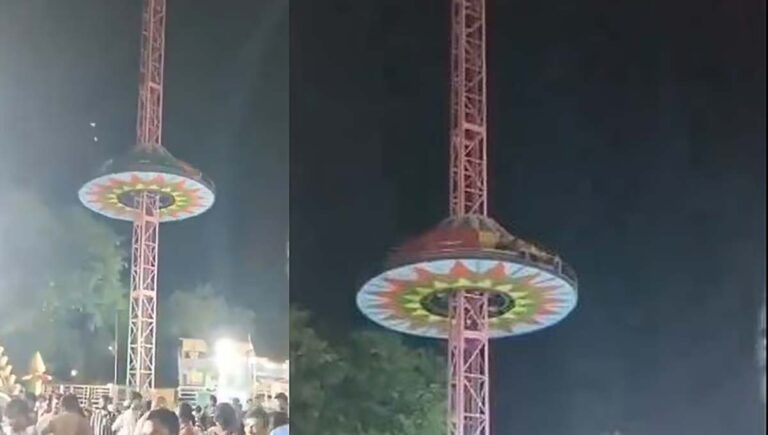 ഗുജറാത്തില്‍ ക്ഷേത്രോത്സവത്തിനിടെ സിപിന്നിങ് റൈഡ് താഴേക്ക് പതിച്ചു; അഞ്ച് പേര്‍ക്ക് പരിക്ക്