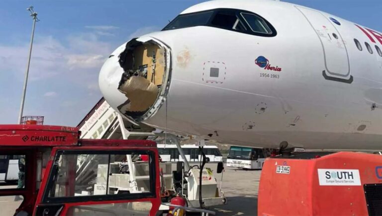 പറന്നുയർന്ന വിമാനത്തിൽ പക്ഷിയിടിച്ച് മുൻ ഭാഗം തകർന്നു; മാഡ്രിഡ്- പാരീസ്‌ ഐബീരിയ എയർബസിന് അടിയന്തര ലാൻഡിങ്‌