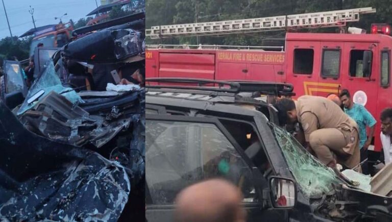വാളയാറില്‍ ലോറിക്ക് പിന്നില്‍ കാറിടിച്ച് രണ്ട് മരണം; നാല് വയസ്സുകാരിക്ക് പരിക്ക്