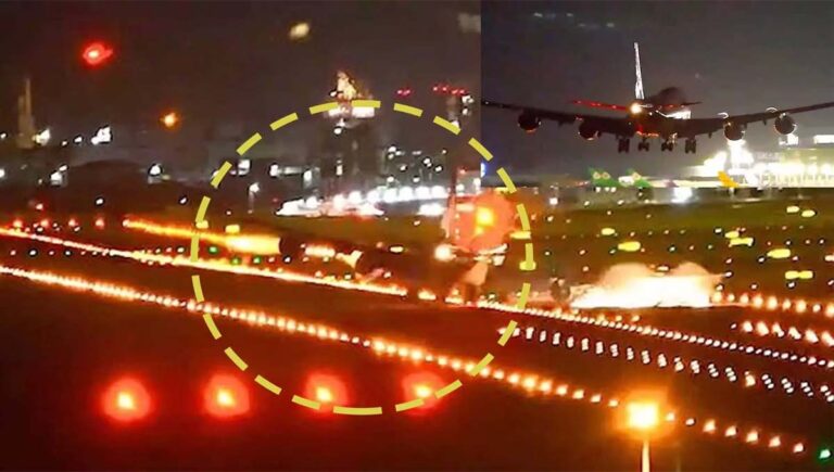 തായ്‌വാനിൽ ലാന്‍ഡ് ചെയ്യുന്നതിനിടെ ചുഴലിക്കാറ്റ്; വിമാനത്തിന്‍റെ ചിറകുകള്‍ റണ്‍വേയിലിടിച്ച് തീപ്പൊരിയുയര്‍ന്നു