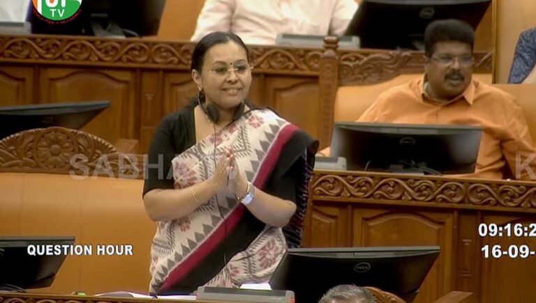 ആരോഗ്യവകുപ്പുമായി ബന്ധപ്പെട്ട ചര്‍ച്ചയ്ക്കിടെ രാഹുൽ മാങ്കൂട്ടത്തിലിനെ ‘ട്രോളി’ മന്ത്രി വീണാ ജോര്‍ജ്