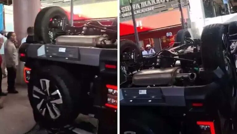 ചെറുനാരങ്ങ ചതിച്ചു; ഡൽഹിയിൽ പുതിയ ഥാര്‍ ഷോറൂമിൻറെ ഒന്നാം നിലയിൽ നിന്നും തല കീഴായി താഴേക്ക്