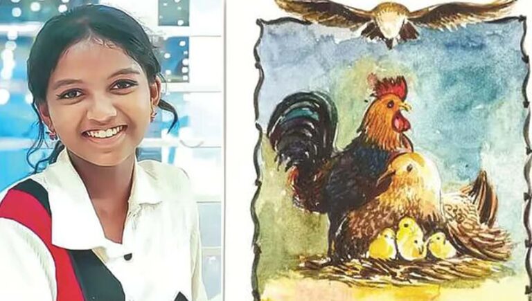 ‘സനാഥബാല്യം, സംരക്ഷിതബാല്യം’; വൈ​ഗ വരച്ച ചിത്രം ശിശു​ദിന സ്റ്റാമ്പിൽ