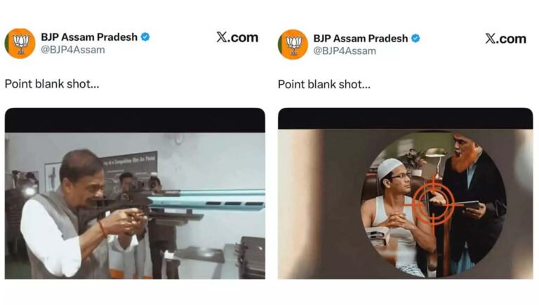 മുസ്‌ലിംകൾക്ക് നേരെ ‘പോയിന്റ് ബ്ലാങ്കിൽ’ വെടിയുതിർക്കുന്ന മുഖ്യമന്ത്രിയുടെ വീഡിയോ പങ്കുവെച്ച് അസം ബിജെപി