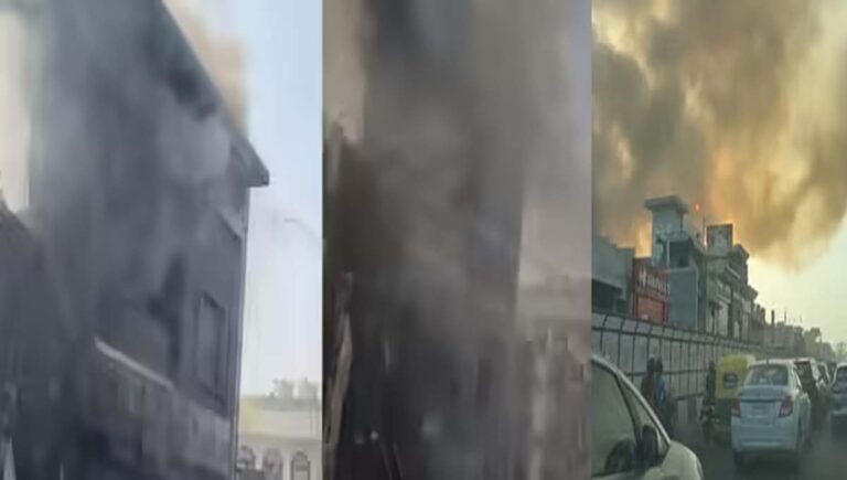 ഡൽഹിയിൽ ബഹുനില കെട്ടിടത്തിൽ തീപിടിത്തം; 10 പേർ കുടുങ്ങി കിടക്കുന്നു