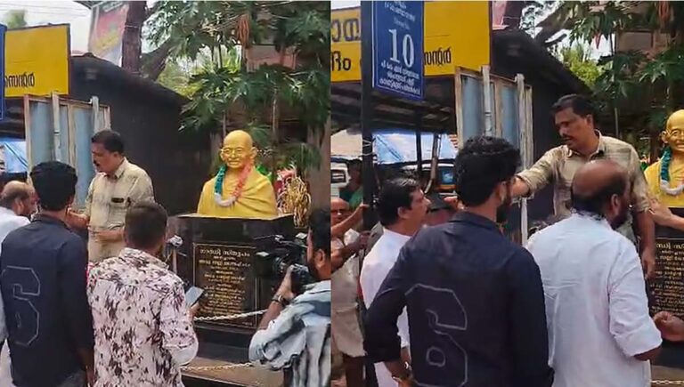 കണ്ണൂരിൽ ഗാന്ധി പ്രതിമയിൽ മാലയിടാൻ‌ വിമത സ്ഥാനാർഥി; തടഞ്ഞ് കോൺ​ഗ്രസ് പ്രവർത്തകർ