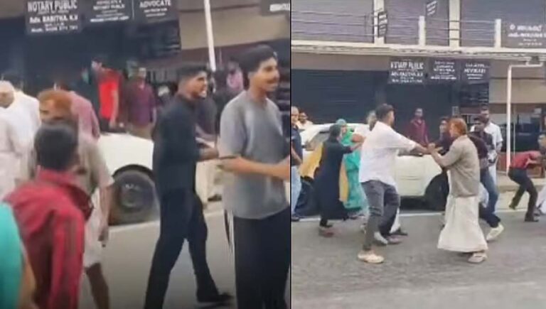 കാമുകന്‍റെ സുഹൃത്തുക്കളും പെൺകുട്ടിയുടെ ബന്ധുക്കളും തമ്മിൽ താമരശേരി കോടതിക്ക് മുന്നിൽ കൂട്ടത്തല്ല്