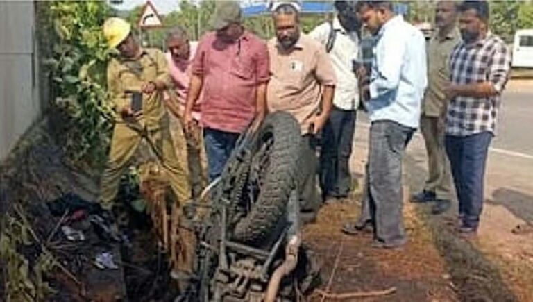 മട്ടന്നൂരിൽ ബൈക്ക് ഇലക്ട്രിക്ക് പോസ്റ്റില്‍ ഇടിച്ച് തീപിടിച്ച് യുവാവിന് ദാരുണന്ത്യം
