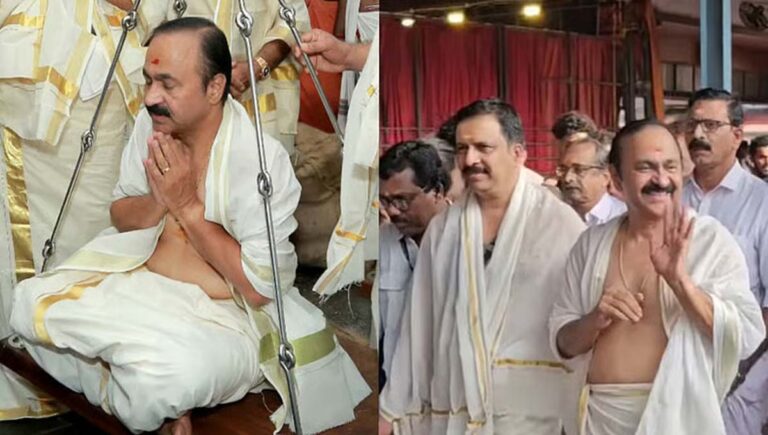 ഗുരുവായൂര്‍ ക്ഷേത്രത്തില്‍ ദര്‍ശനം നടത്തി വെണ്ണ കൊണ്ട് തുലാഭാര വഴിപാടും നടത്തി മുഖ്യമന്ത്രി വിഡി സതീശന്‍