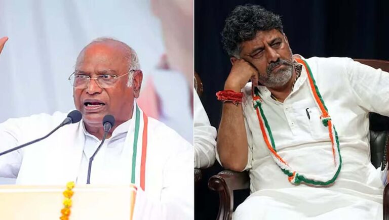 ‘ഒരു ഗുണവുമില്ലാത്തവര്‍, മിണ്ടാതിരിക്കൂ’; ഡികെക്കായി മുദ്രാവാക്യം വിളിച്ചവരെ ശാസിച്ച് ഖാര്‍ഗെ
