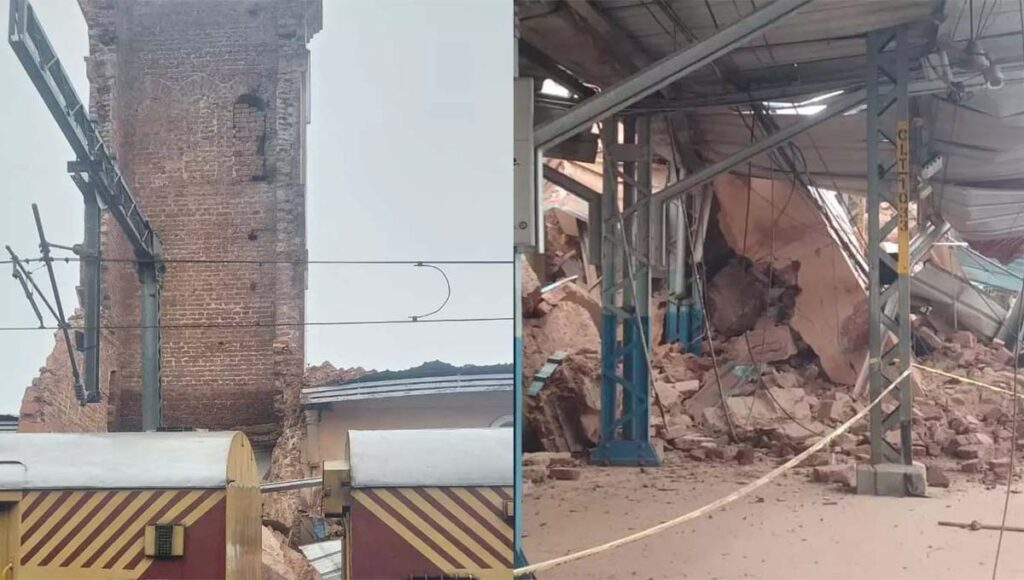 കനത്ത മഴ : കോഴിക്കോട് റെയില്‍വേ സ്റ്റേഷനില്‍ കെട്ടിടം തകര്‍ന്ന് വീണു